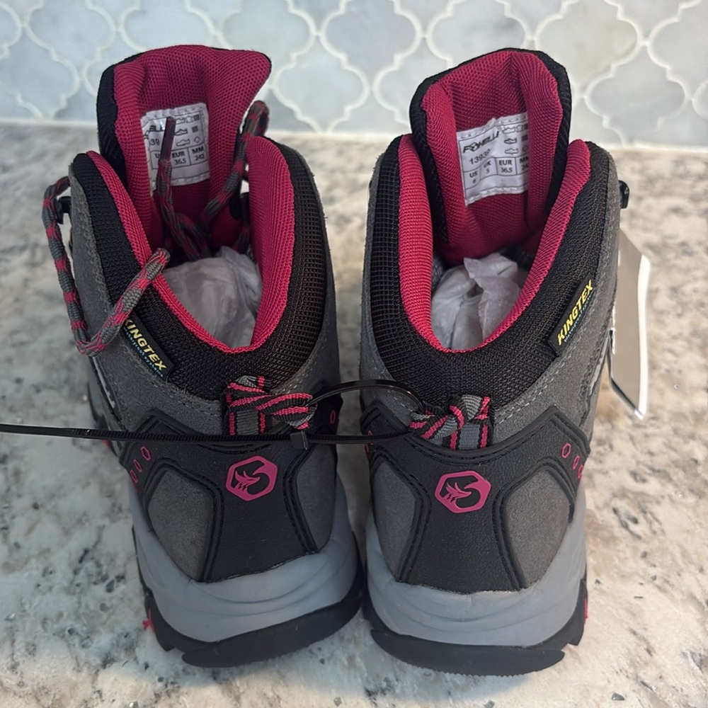 Foxelli Hiking Boots Women gray/pink Waterproof Suede Leather - Picture 6 of 8
